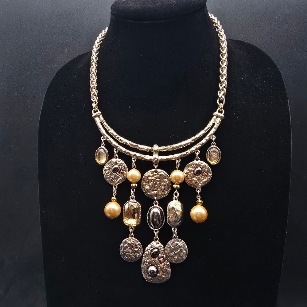 Chico's Charm Pendant Necklace Bib Style Costume Jewelry - Picture 5 of 8